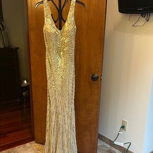 Aidan Mattox Gold Maxi Dress